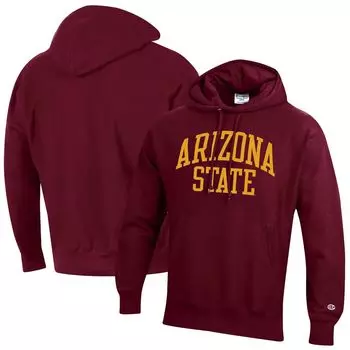 Мужской бордовый пуловер с капюшоном Arizona State Sun Devils Team Arch обратного переплетения Champion