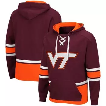 Мужской бордовый пуловер с капюшоном Virginia Tech Hokies на шнуровке 3.0 Colosseum
