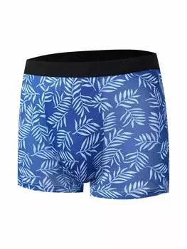 Мужской ботанический принт Боксеры, нижнее белье, трусы, цвет синий