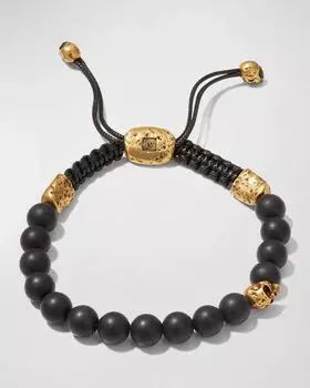 Мужской браслет-боло из оникса с черепом и бисером John Varvatos, цвет Gold