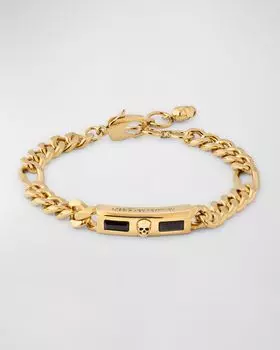 Мужской браслет-цепочка с двумя драгоценными камнями Alexander McQueen, цвет 8053 Jet Sw
