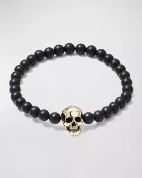 Мужской браслет из бисера с черепом и головой Alexander McQueen, цвет Black Silver