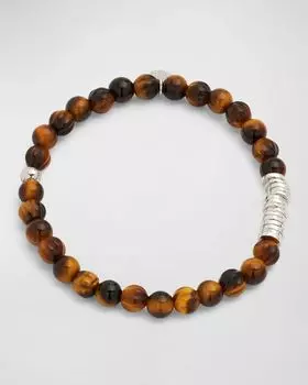 Мужской браслет из бисера «Тигровый глаз» Tateossian, цвет Brown