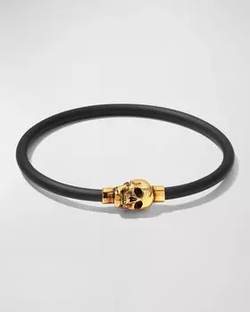 Мужской браслет с черепом на резиновом шнуре Alexander McQueen, цвет Natural A Gold