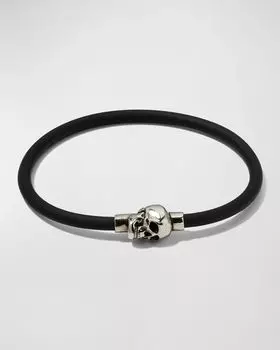 Мужской браслет с черепом на резиновом шнуре Alexander McQueen, цвет Natural A Silver