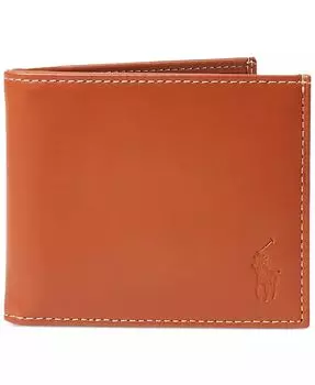 Мужской бумажник из полированной кожи Polo Ralph Lauren, коричневый