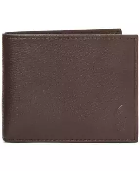 Мужской бумажник из шагренированной кожи Passcase Polo Ralph Lauren, коричневый
