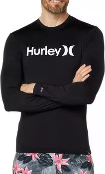 Мужской быстросохнущий рашгард Hurley One & Only с длинными рукавами, черный