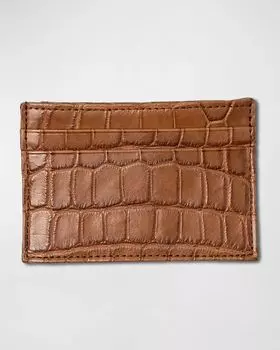 Мужской чехол для карт с зажимом для денег из кожи аллигатора Abas, цвет Tan