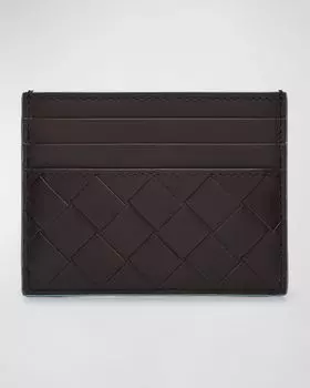 Мужской чехол для карточек Intrecciato с 15-цветной кромкой Bottega Veneta, цвет Olio/Ebano