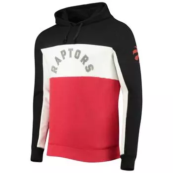 Мужской черный/белый флисовый пуловер с капюшоном с надписью Toronto Raptors Junk Food и цветными блоками