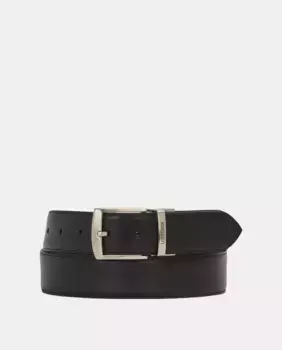 Мужской черный двусторонний кожаный ремень Lottusse