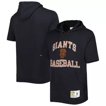 Мужской черный флисовый пуловер с короткими рукавами Mitchell & Ness San Francisco Giants Cooperstown Collection