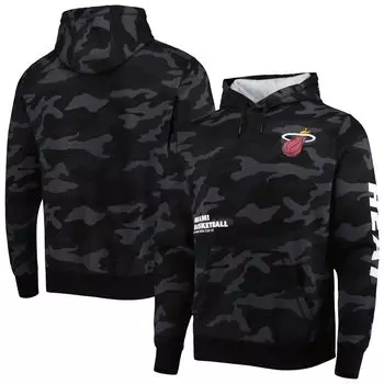 Мужской черный/камуфляжный пуловер с капюшоном Miami Heat в тон New Era