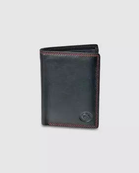 Мужской черный кожаный кошелек Daviletto, черный