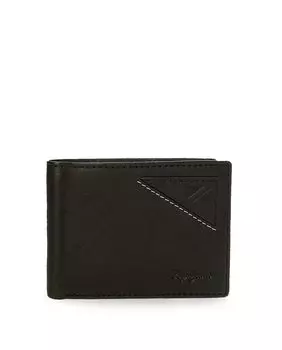 Мужской черный кожаный кошелек с горизонтальным эффектом Pepe Jeans, черный
