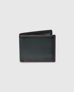 Мужской черный кожаный кошелек в американском стиле Daviletto, черный