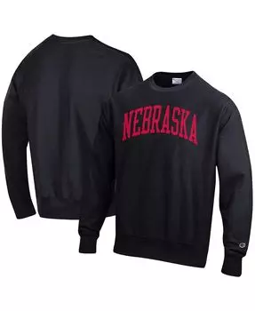 Мужской черный пуловер Nebraska Huskers Arch обратного переплетения свитшот Champion