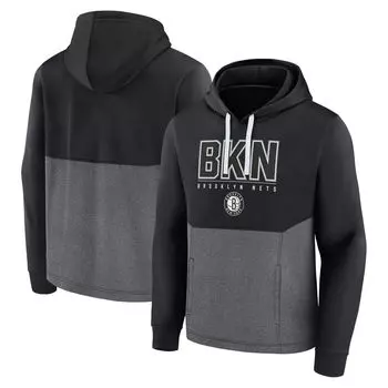Мужской черный пуловер с капюшоном Brooklyn Nets Successful Tri-Blend Fanatics