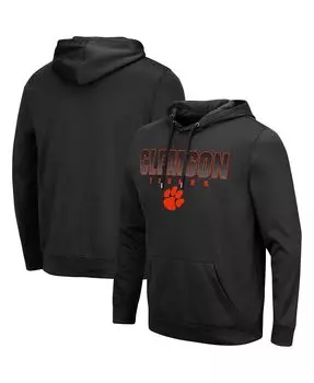 Мужской черный пуловер с капюшоном Clemson Tigers Blackout 3.0 Colosseum