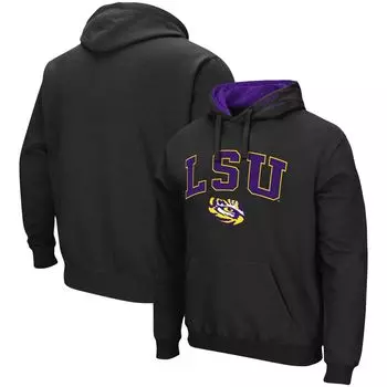 Мужской черный пуловер с капюшоном LSU Tigers Arch & Logo 3.0 Colosseum