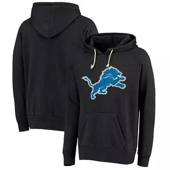 Мужской черный пуловер с капюшоном Majestic Threads Detroit Lions реглан Tri-Blend, цвет Lns Black