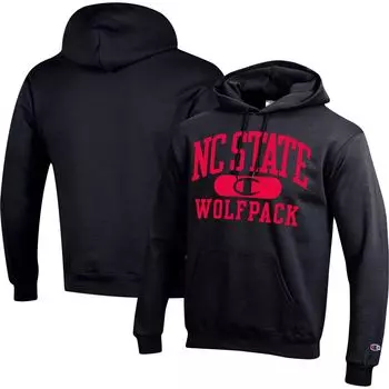 Мужской черный пуловер с капюшоном NC State Wolfpack Arch Pill Champion