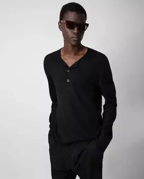 Мужской черный свитер на пуговицах Zadig & Voltaire, черный