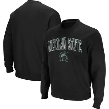 Мужской черный свитшот с круглым вырезом Michigan State Spartans Arch & Logo Colosseum