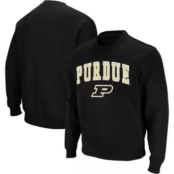 Мужской черный свитшот с круглым вырезом Purdue Boilermakers Arch & Logo Colosseum