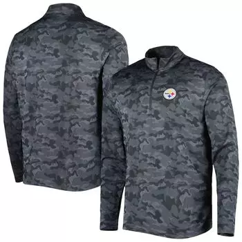 Мужской черный свитшот с молнией без четверти Pittsburgh Steelers Brigade Antigua