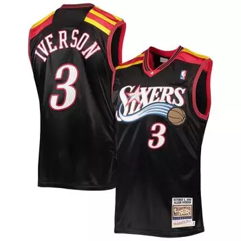 Мужской черный трикотаж Mitchell & Ness Allen Iverson Philadelphia 76ers Hardwood Classics Authentic 2006 года