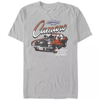 Мужской Chevrolet Camaro Взгляните на США в футболке с рисунком Chevrolet Licensed Character, цвет Silver