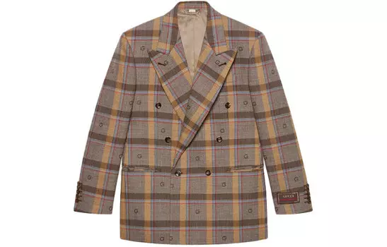 Пиджак деловой мужской Gucci Check-wool, коричневый