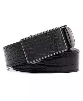 Мужской деловой ремень из натуральной кожи крокодиловой кожи с автоматической пряжкой Braveman, черный