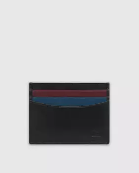 Мужской держатель для карт из черной кожи наппа Leyva, чёрный