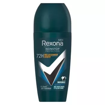 Мужской дезодорант Nonstop Protection Deo Roll-On Invisible Ice Fresh с защитой от пота и запаха тела на 72 часа 50 мл Invisible Ice Fresh Rexona
