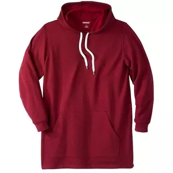 Мужской длинный флисовый пуловер с капюшоном Kingsize большой и высокий KingSize, цвет Burgundy Marl