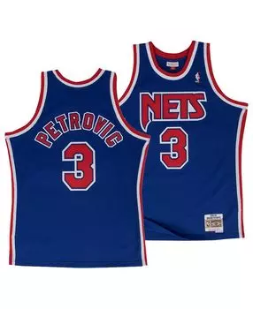 Мужской drazen petrovic new jersey nets classic swingman jersey nets hardwood Mitchell & Ness, черный