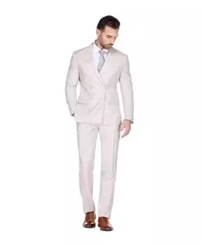 Мужской двубортный костюм Slim Fit 2-Piece Gino Vitale, коричневый/бежевый