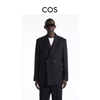 Мужской двубортный пиджак Cos шерстяной, темно-синий
