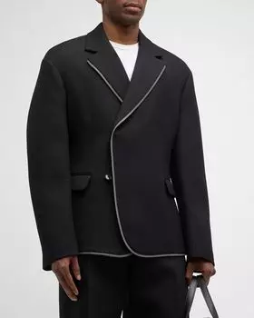 Мужской двубортный пиджак с отделкой на молнии Off-White, цвет Black