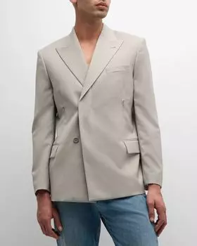 Мужской двубортный пиджак свободного кроя из двух частей Helmut Lang, цвет Sand
