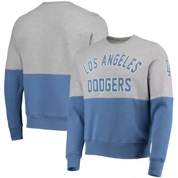Мужской двухцветный пуловер Team '47 Heathered Grey/Heathed Royal Los Angeles Dodgers