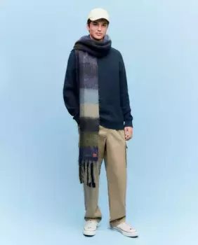 Мужской двухцветный структурированный шерстяной свитер с круглым вырезом Green Coast, зеленый