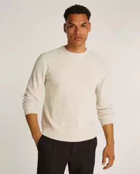 Мужской двухцветный трикотажный свитер Calvin Klein, цвет Crema