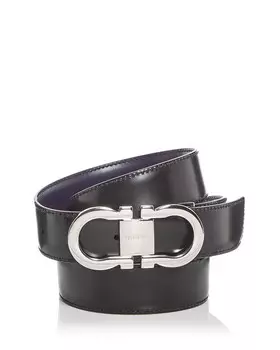 Мужской двусторонний кожаный ремень Ferragamo Double Gancini, синий