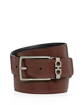 Мужской двусторонний кожаный ремень Salvatore Ferragamo Gancini Keeper, мультиколор