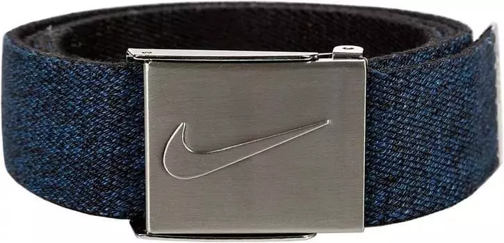 Мужской двусторонний ремень для гольфа из эластичной лямки Nike, темно-синий/черный