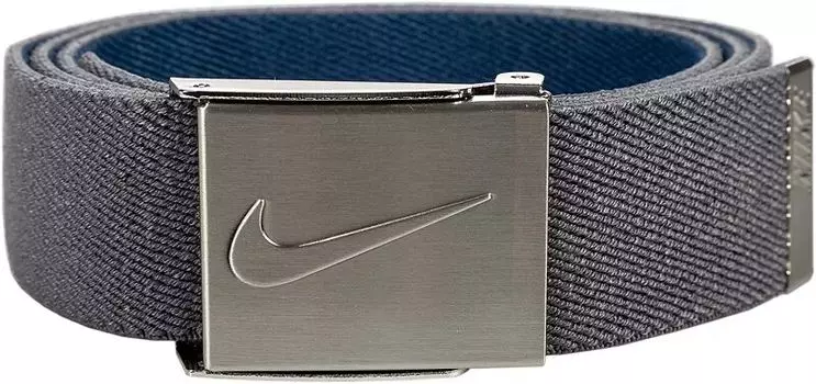 Мужской двусторонний ремень для гольфа из эластичной лямки Nike, темно-серый/темно-синий